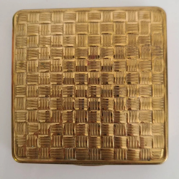 Vintage Square KIGU Powder Compact Case‎ Golden Tone - Picture 5 of 7
